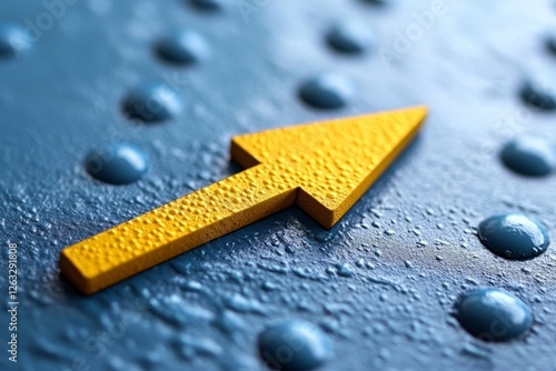 Hand Touching Yellow Arrow Pointing Up on Stock Market Graph with Dotted Background