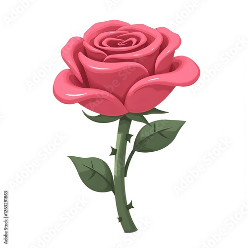 Vibrant pink rose with glossy petals