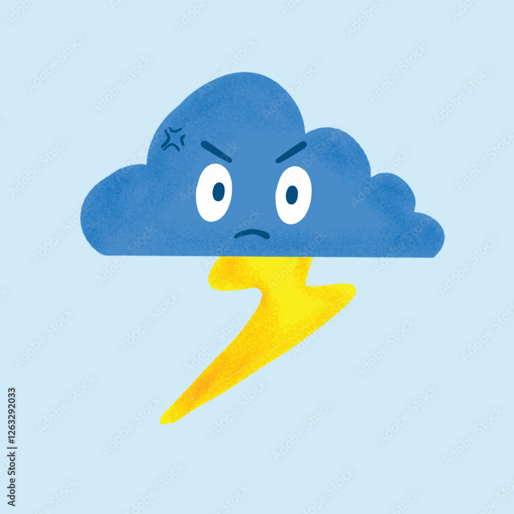 vector illustration of an angry cloud thunderbolt with a fierce facial expression. vector illustration of an angry cloud thunderbolt with a fierce facial expression.