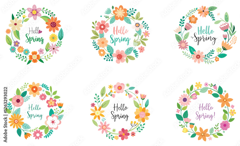set flowers with hello spring greeting set flowers with hello spring greeting