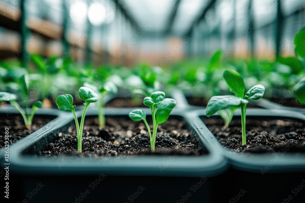 Seedlings Growing in Greenhouse: A Symbol of New Life and Growth Seedlings Growing in Greenhouse: A Symbol of New Life and Growth