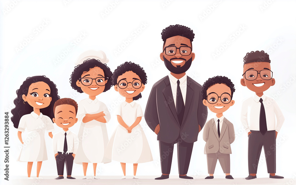 Obraz premium Wide banner for Black History Month 2025 featuring vibrant graphic illustrations of cultural icons