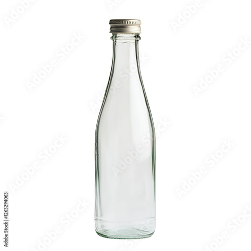 Wallpaper Mural Empty Clear Glass Bottle with Silver Cap Beverage Container Mockup Studio Shot Torontodigital.ca