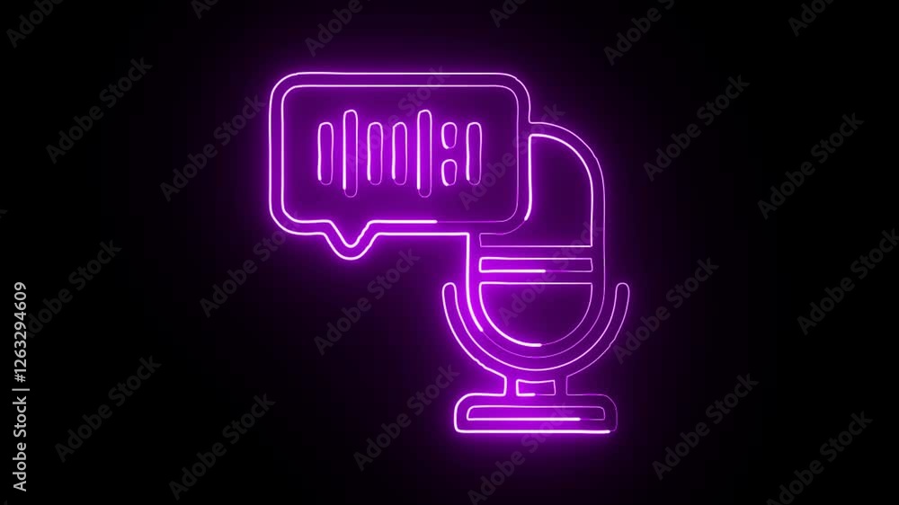 glowing neon podcast icon isolated on black background. HD video motion graphic animation glowing neon podcast icon isolated on black background. HD video motion graphic animation
