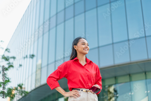 Asian Businesswoman Using Phone Outside Office Building Free Download Asian Businesswoman Using Phone Outside Office Building - GFXLoad
