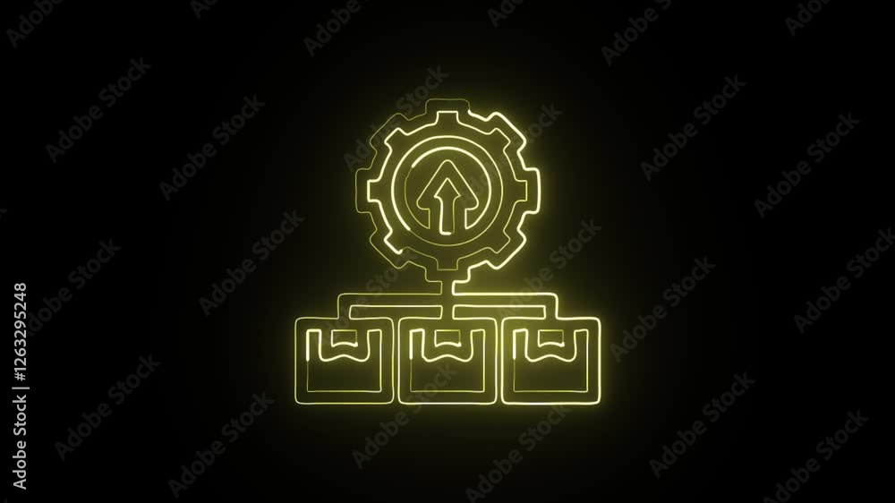 glowing neon product development icon isolated on black background. HD video motion graphic animation glowing neon product development icon isolated on black background. HD video motion graphic animation