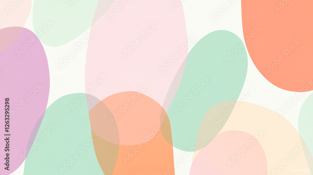 Soft rounded shapes in pastel colors overlap, creating an abstract, modern, and visually appealing background, suitable for various design projects Soft rounded shapes in pastel colors overlap, creating an abstract, modern, and visually appealing background, suitable for various design projects