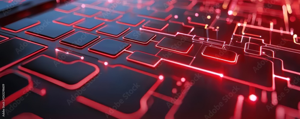 Obraz premium Cybernetic AI teacher, holographic classroom, futuristic virtual students, advanced digital education tools, neon-lit learning hub