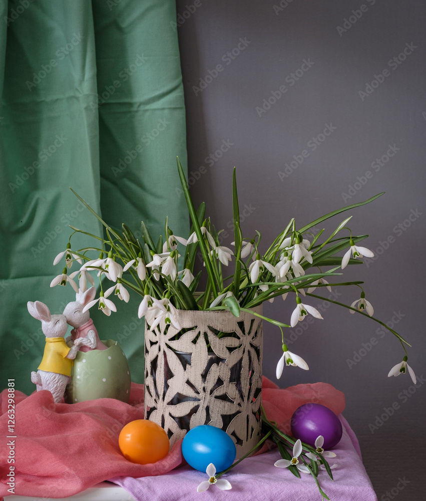 Delight in whimsical Easter decorations featuring lovely flowers, charming bunnies, and more