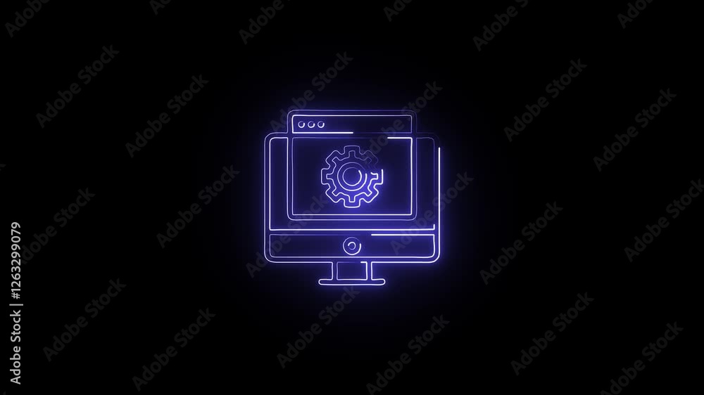 glowing neon web maintenance icon isolated on black background. HD video motion graphic animation glowing neon web maintenance icon isolated on black background. HD video motion graphic animation