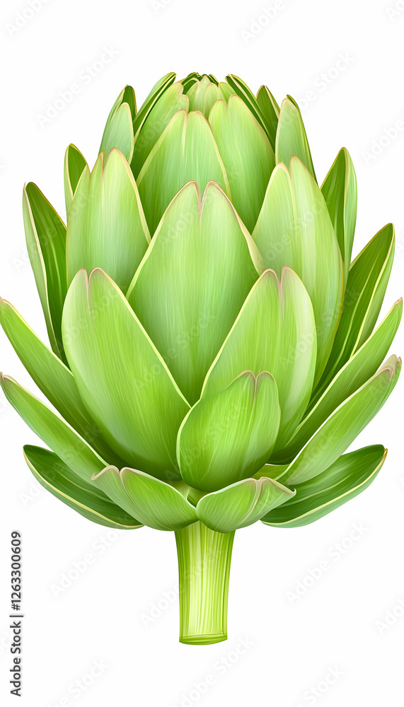 Fresh green artichoke still life, for healthy food, diets, or nutrition article. Generative AI Fresh green artichoke still life, for healthy food, diets, or nutrition article. Generative AI