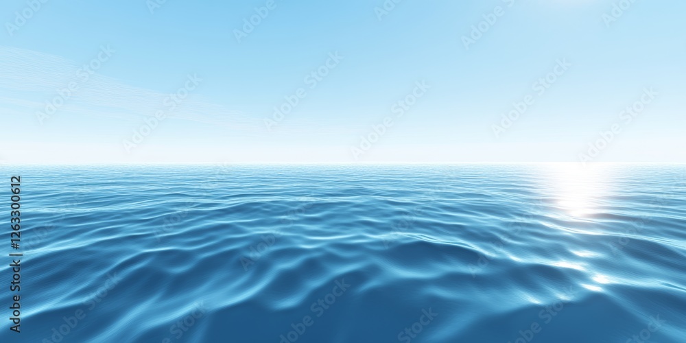 Obraz premium Serene Ocean Background with Calm Blue Waters and Soft Fog in the Distance
