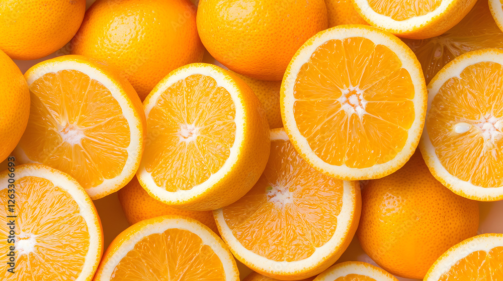 Fresh oranges sliced in half, showcasing vibrant orange flesh and texture. Perfect for healthy snacks, juices, or garnishes Fresh oranges sliced in half, showcasing vibrant orange flesh and texture. Perfect for healthy snacks, juices, or garnishes