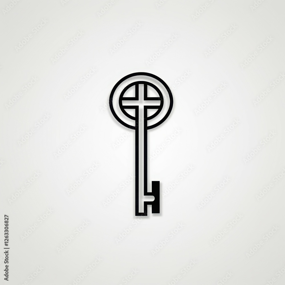 Modern and Minimalist Key Symbol in Black Outline for Business and Security Modern and Minimalist Key Symbol in Black Outline for Business and Security