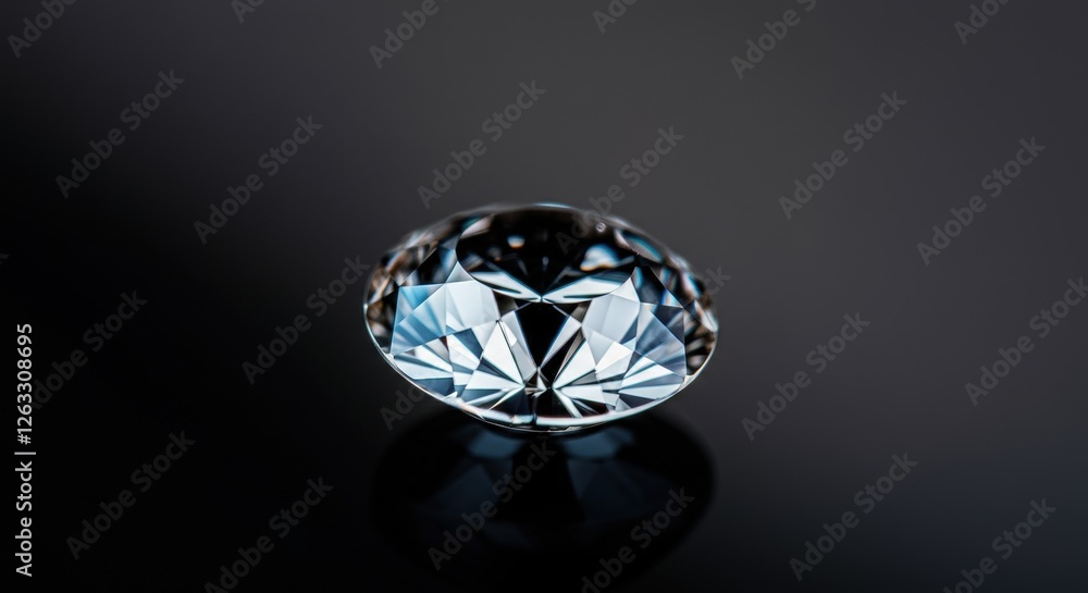 Close-up of a brilliant cut diamond on dark surface Close-up of a brilliant cut diamond on dark surface