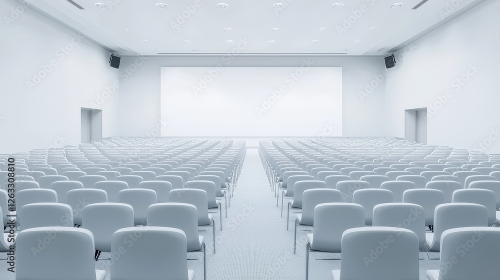 Fototapeta premium Empty conference hall modern venue interior space minimalist design wide angle view event setting