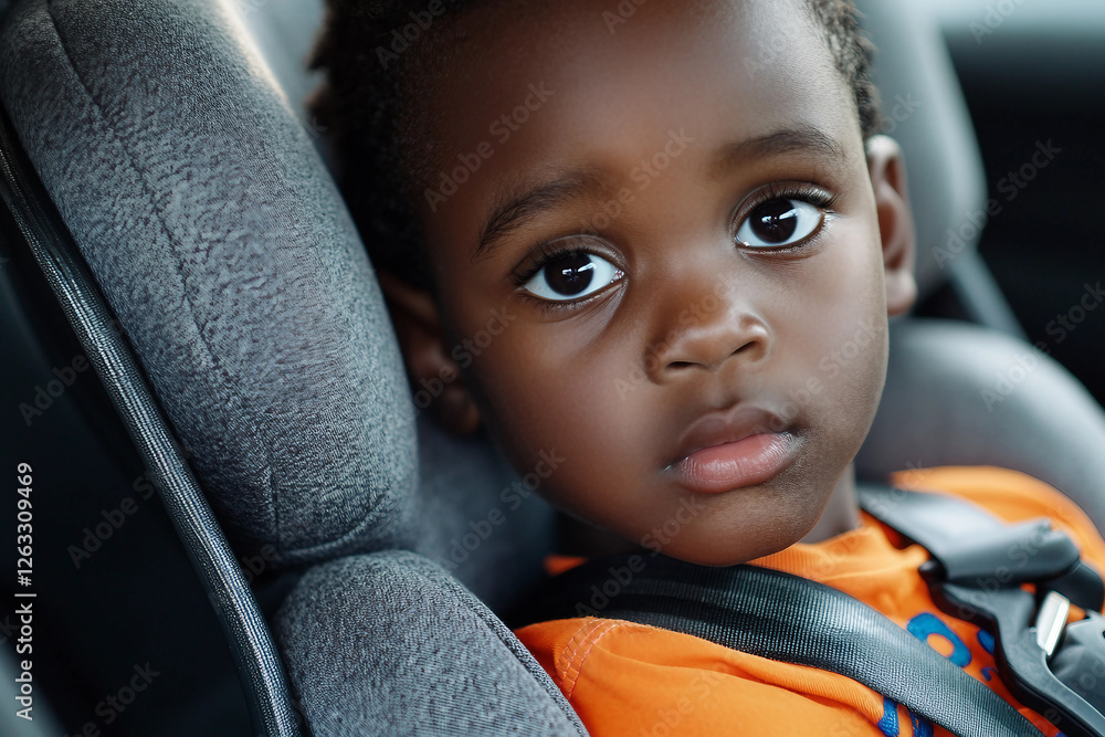 Generative AI depiction of happy baby in car seat, showcasing safety and travel for young children Generative AI depiction of happy baby in car seat, showcasing safety and travel for young children