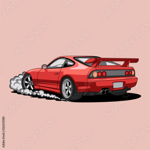 Drifting car illustration, t shirt design.