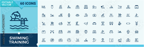 Swim Training modern icon. Contains related to health, d, vacation, athlete, wave and more. Collection for mobile and web apps. Editable vector outline and solid icons.