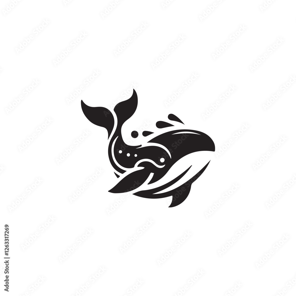 A black and white Whale Symbol Vector silhouette A black and white Whale Symbol Vector silhouette