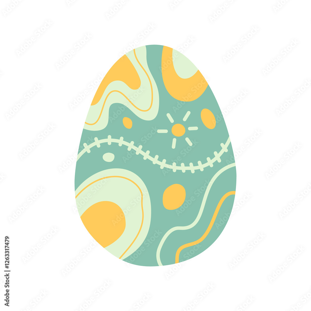Easter egg design. Easter holiday egg hunt in yellow and blue flat style. Art deco decoration. Stock illustration clipart Easter egg design. Easter holiday egg hunt in yellow and blue flat style. Art deco decoration. Stock illustration clipart