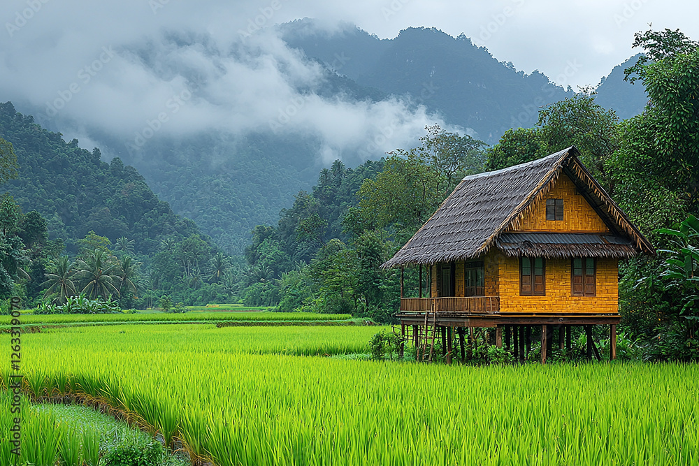 Obraz premium A traditional wooden hut standing