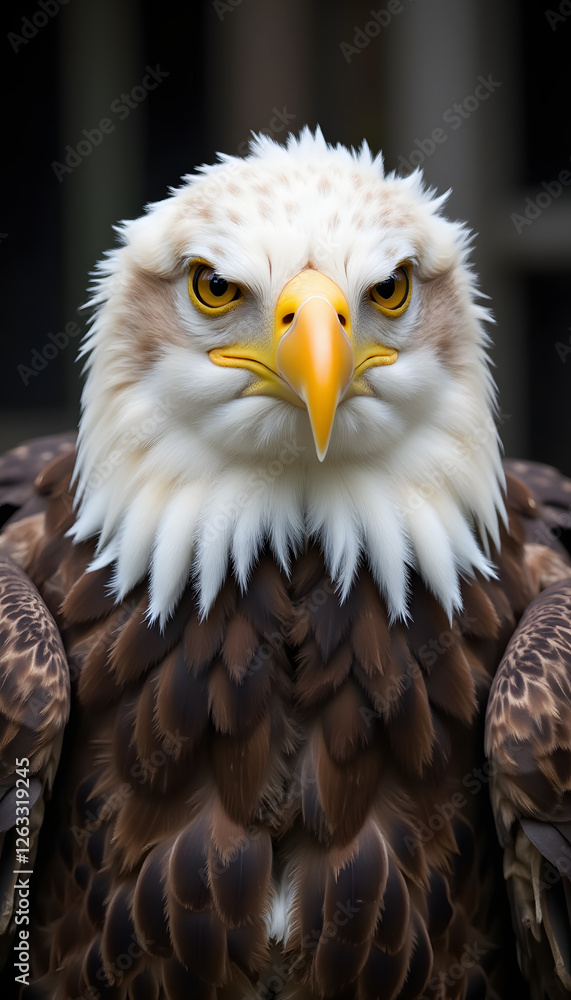 Obraz premium Bald eagle with piercing gaze against blurred background