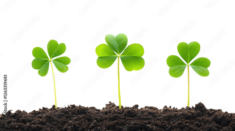 Naklejka premium Growing green clovers nature setting plant life view isolated on transparent background