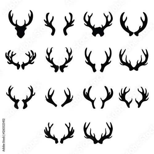 Deer Antler Vector Silhouettes
