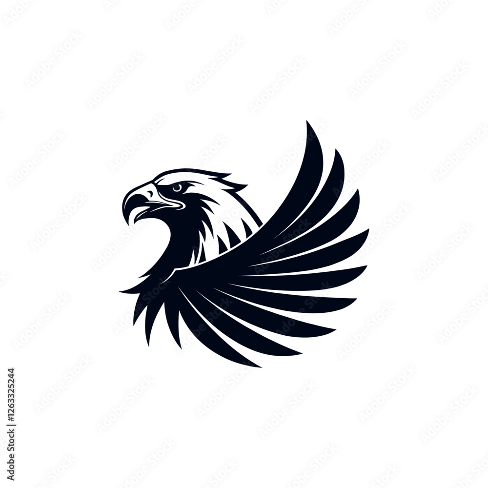 Obraz premium eagle silhouette eagle head vector line art logo design
