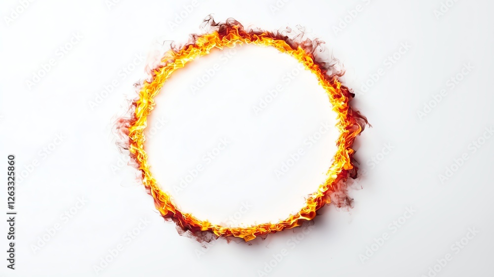 A vibrant and dynamic flame circle on a white isolated background, perfect for dramatic design elements and creative projects. A vibrant and dynamic flame circle on a white isolated background, perfect for dramatic design elements and creative projects.