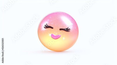 Wallpaper Mural A cute, smiling emoji character with a gradient color scheme of pink and orange, set against a clean white background for versatile use. Torontodigital.ca