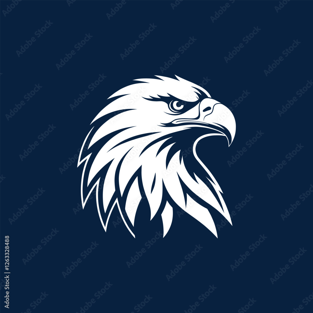 Obraz premium eagle silhouette eagle head vector line art logo design