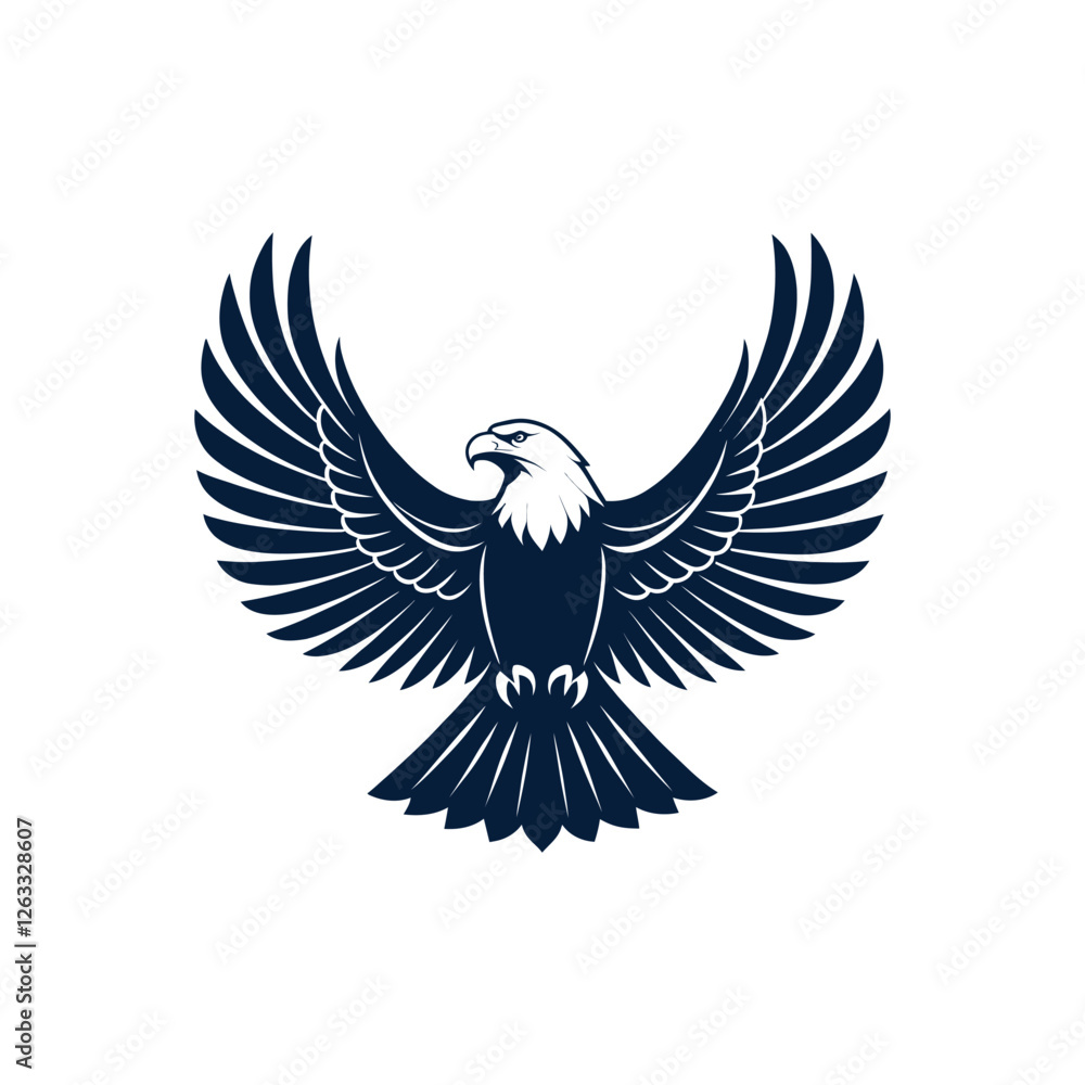 Obraz premium eagle silhouette eagle head vector line art logo design