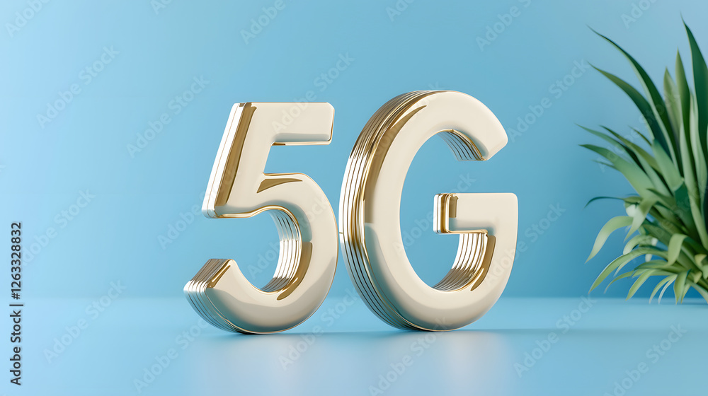5G technology is represented by shiny golden numbers on blue background, symbolizing innovation and connectivity. image conveys sense of modernity and advancement in telecommunications 5G technology is represented by shiny golden numbers on blue background, symbolizing innovation and connectivity. image conveys sense of modernity and advancement in telecommunications