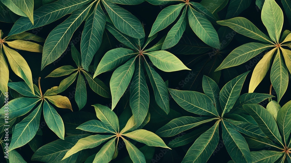 High-Resolution Cassava Leaves Pattern for Seamless Digital Backgrounds High-Resolution Cassava Leaves Pattern for Seamless Digital Backgrounds