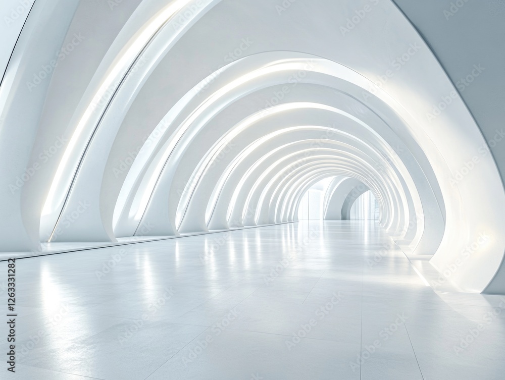 Long White Tunnel with Lights Long White Tunnel with Lights