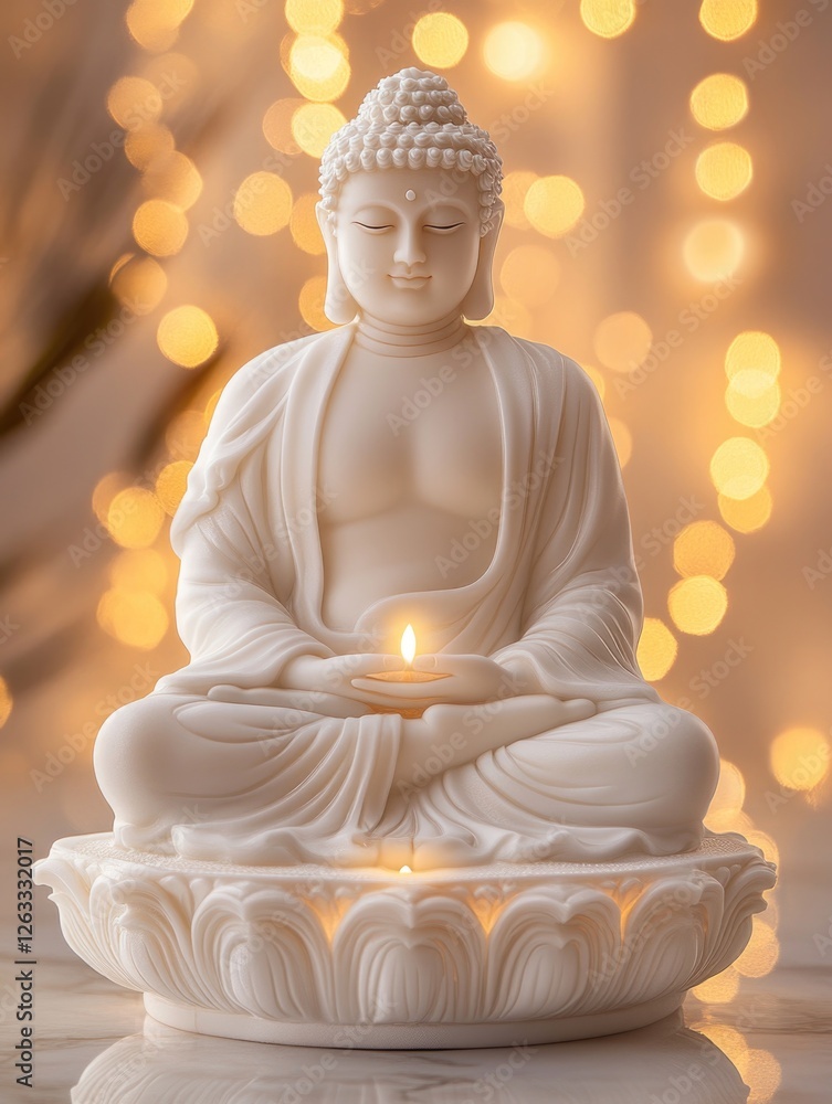 Fototapeta premium White Buddha Statue on Table