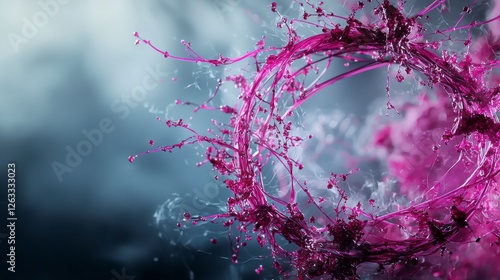 Flowing magenta arcs encircle freefloating feelings abstract art digital design ethereal space close-up emotion photo