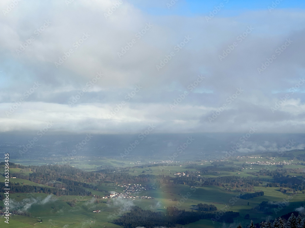 Obraz premium Talblick mit Regenbogen