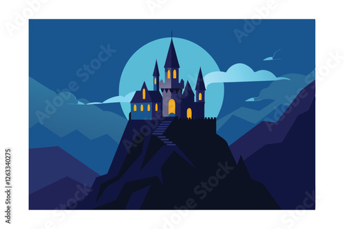 halloween castle vector illustration