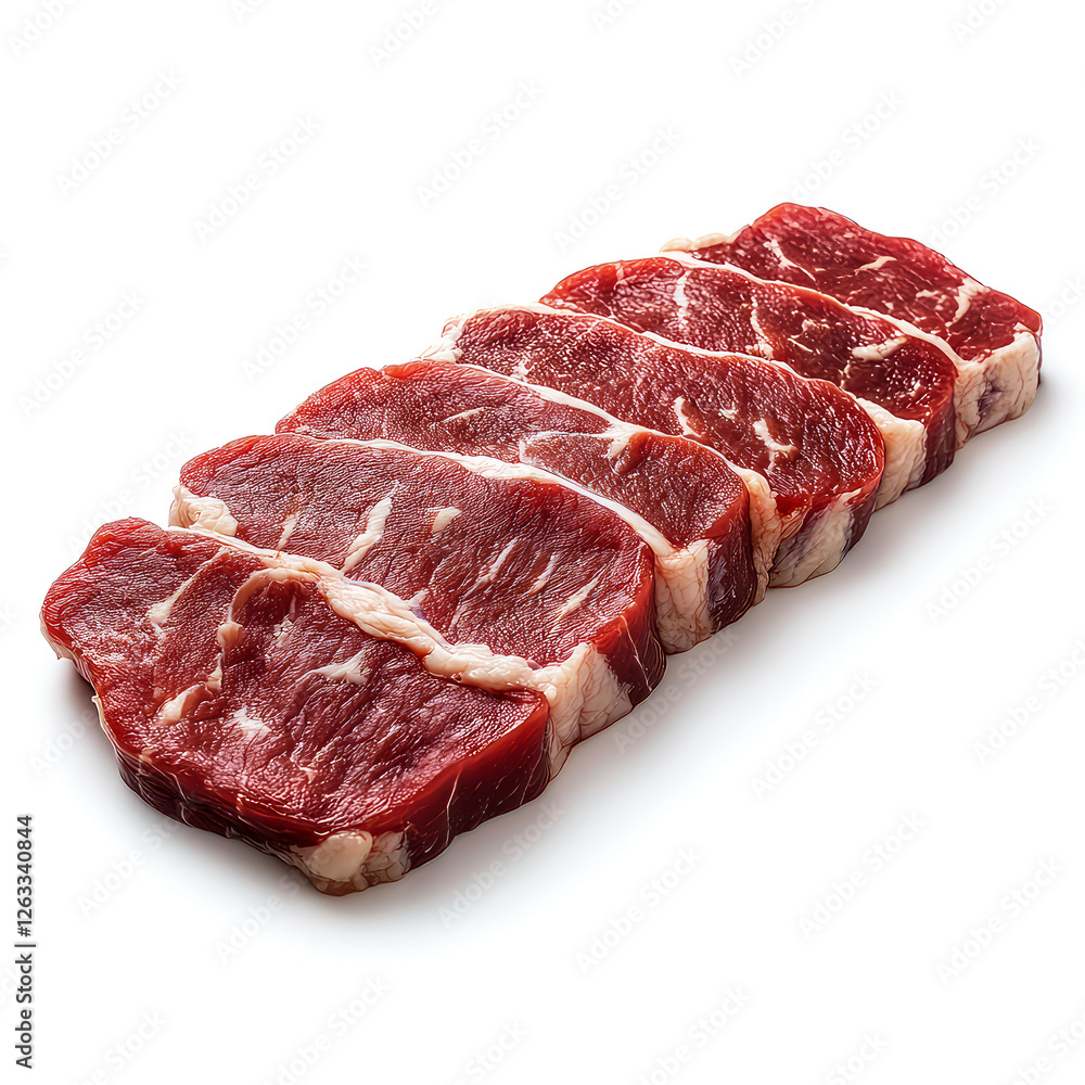 Obraz premium Sumptuous Raw Beef Steaks: A Culinary Delight. Premium cuts of juicy, tender beef, perfect for grilling or pan-searing. Elevate your dining experience.