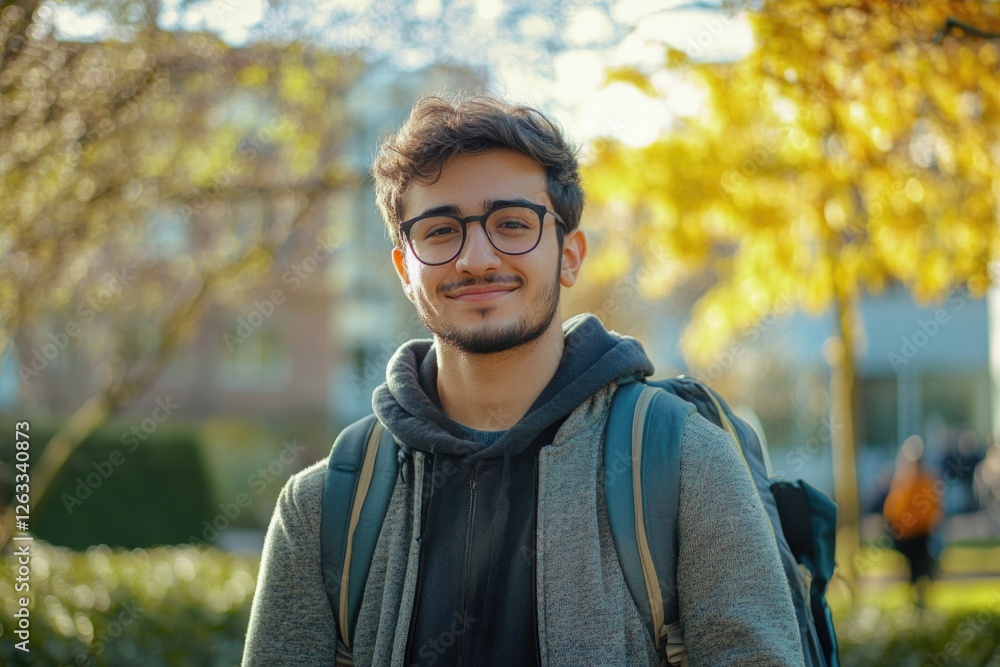 Man with glasses and backpack Man with glasses and backpack