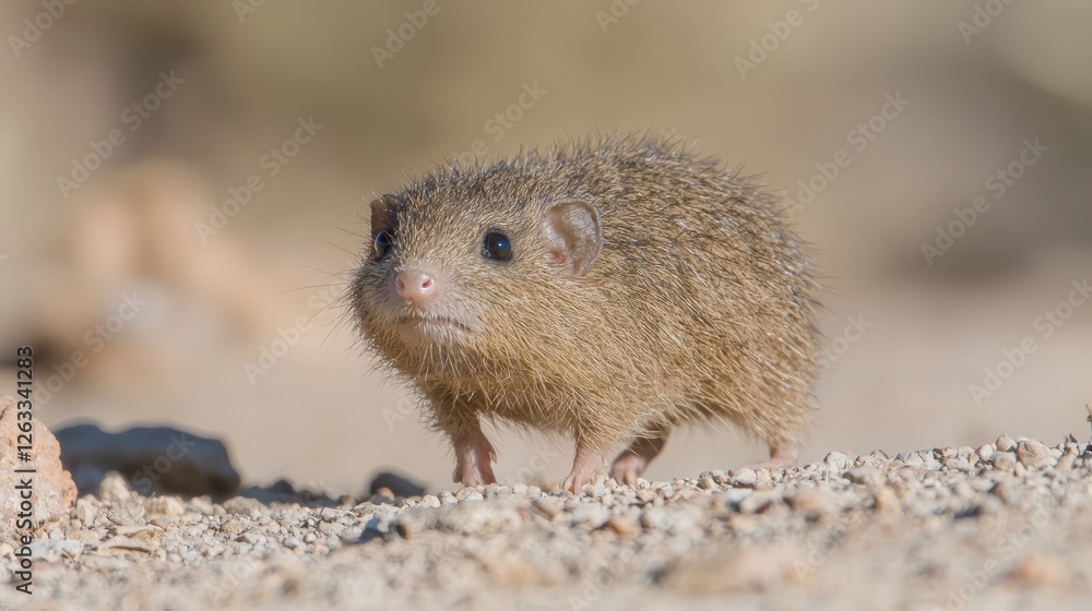 Desert rodent alert, sandy ground, blurred background, wildlife photography Desert rodent alert, sandy ground, blurred background, wildlife photography