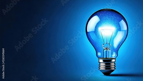 Unique blue light bulb shining brightly with a colorful glow enhancing its design