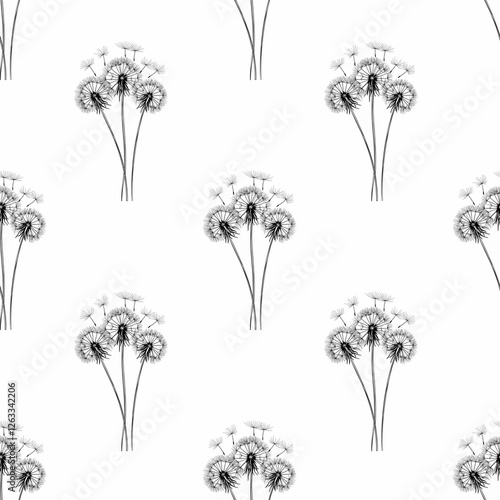 Wallpaper Mural Seamless Pattern Dandelions Flower Small Design on White Background Torontodigital.ca