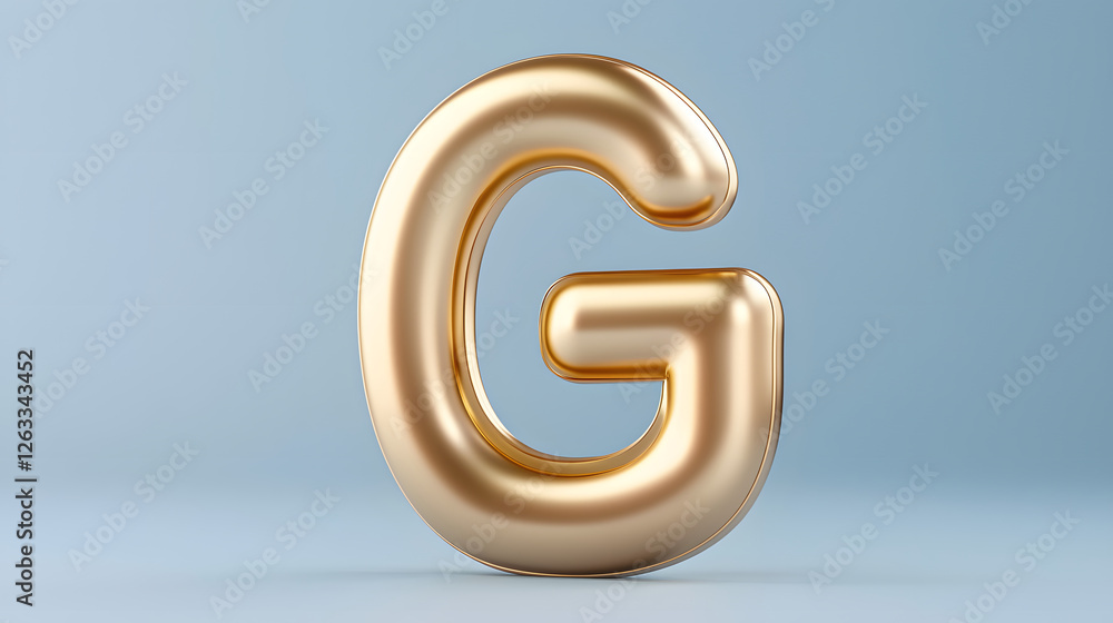 shiny golden letter G on soft blue background, symbolizing elegance and modernity. This 3D design showcases smooth, reflective surface that captures light beautifully shiny golden letter G on soft blue background, symbolizing elegance and modernity. This 3D design showcases smooth, reflective surface that captures light beautifully