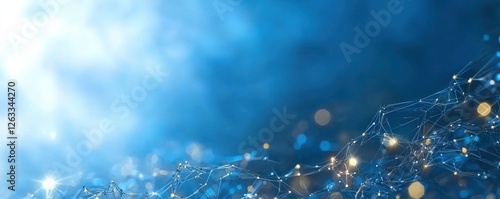 A tranquil, abstract blue landscape with shimmering lights and soft textures, conveying a sense of depth and digital elegance.