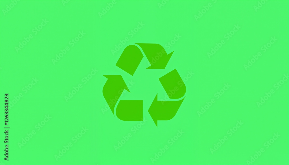 Recycling symbol on bright green background Recycling symbol on bright green background
