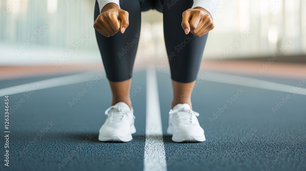 Businessman in athletic gear ready to sprint on track gym environment action shot for motivation Businessman in athletic gear ready to sprint on track gym environment action shot for motivation